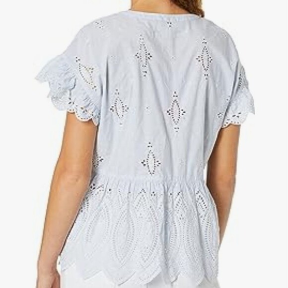 Joie Cerelia Eyelet Top in Light Blue - Picture 2 of 12